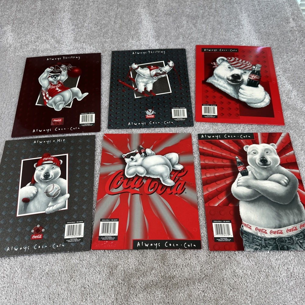 1997 COCA-COLA Polar Bear Folder Stuart Hall Marketing 90s Set of 6 Folders - Picture 2 of 5